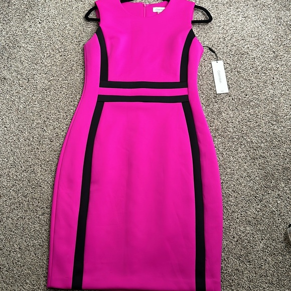 Calvin Klein color block pink black sheath dress size 10new office party - Picture 9 of 10